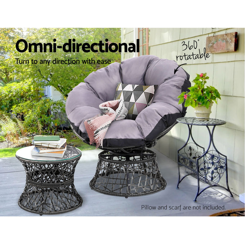 Gardeon Papasan Chair and Side Table Set