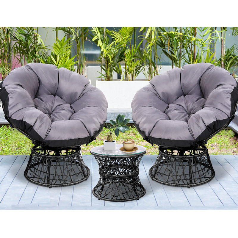 Gardeon Papasan Chair and Side Table Set