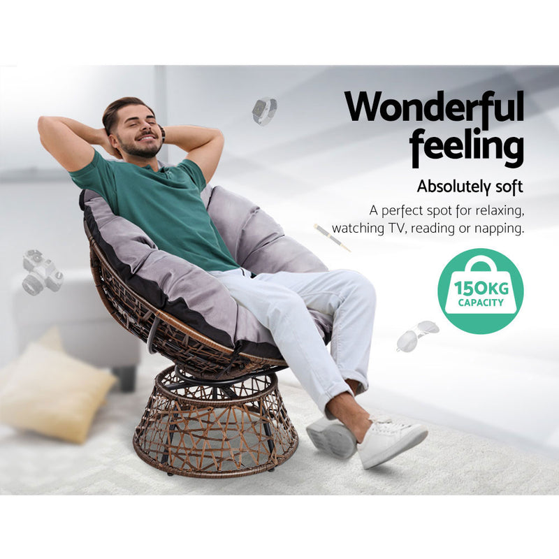 Gardeon Papasan Chair and Side Table Set