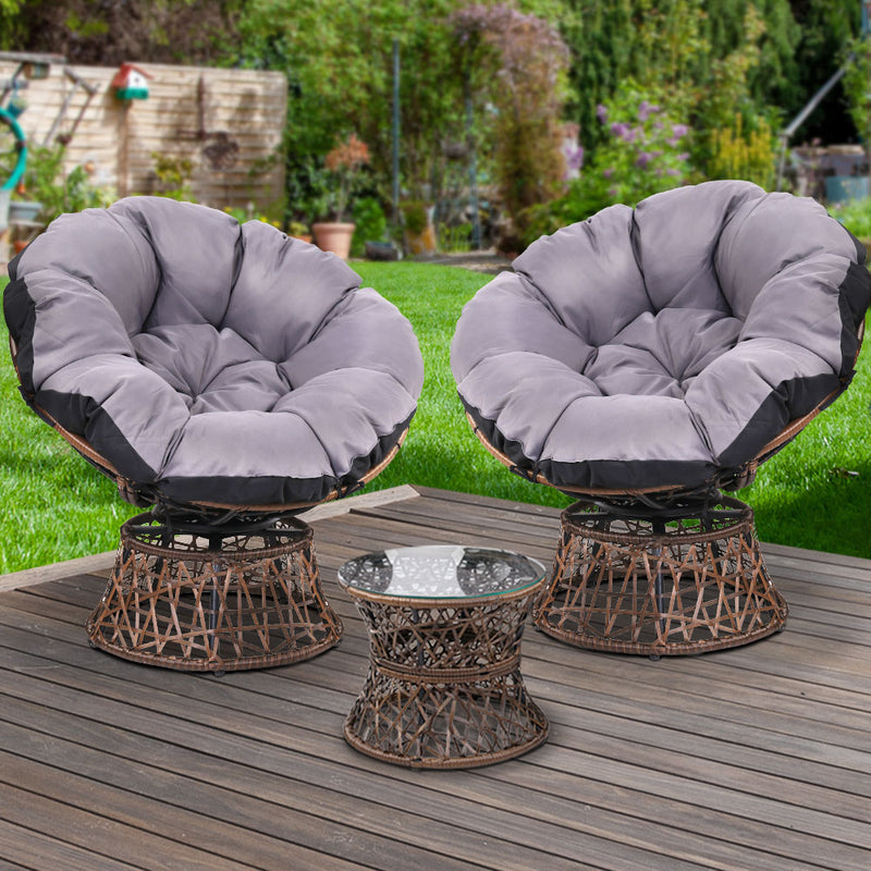 Gardeon Papasan Chair and Side Table Set