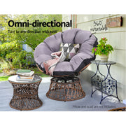 Gardeon Papasan Chair and Side Table Set