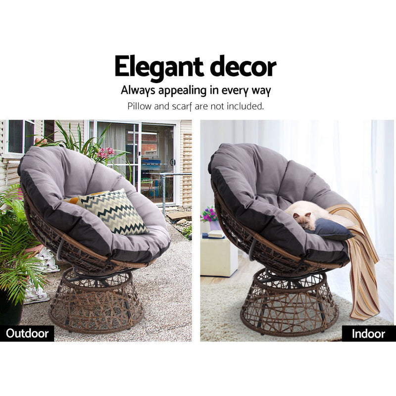 Gardeon Papasan Chair and Side Table Set