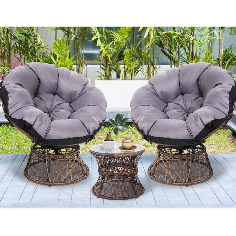 Gardeon Papasan Chair and Side Table Set