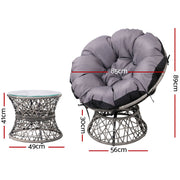 Gardeon Papasan Chair and Side Table Set