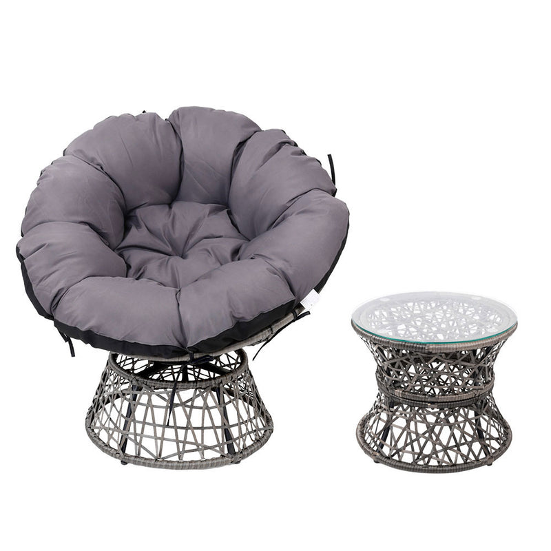 Gardeon Papasan Chair and Side Table Set