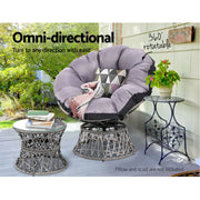 Gardeon Papasan Chair and Side Table Set