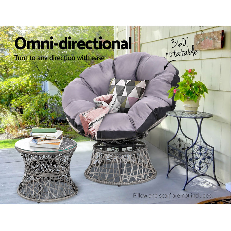 Gardeon Papasan Chair and Side Table Set