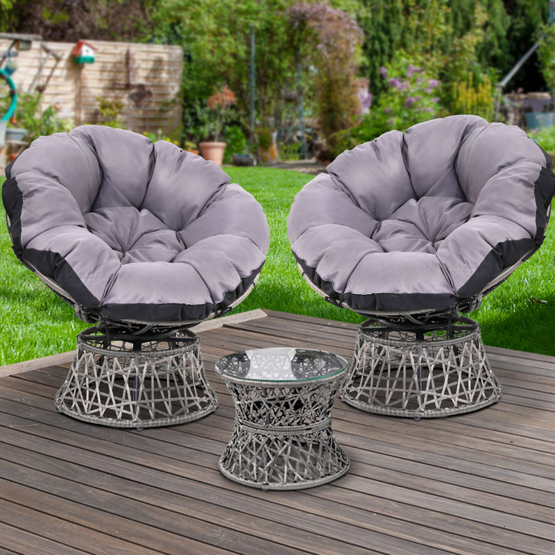 Gardeon Papasan Chair and Side Table Set