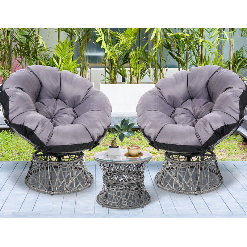 Gardeon Papasan Chair and Side Table Set