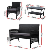 Gardeon Outdoor Furniture Set Wicker Cushion 4pc