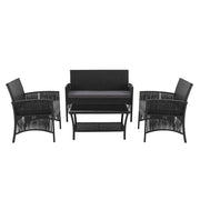 Gardeon Outdoor Furniture Set Wicker Cushion 4pc