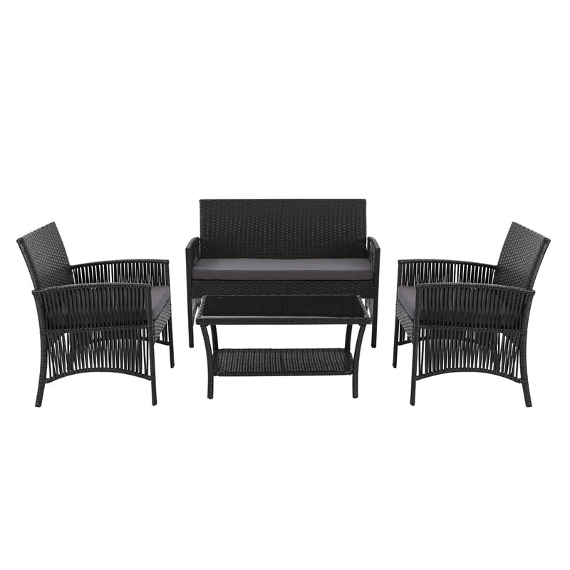 Gardeon Outdoor Furniture Set Wicker Cushion 4pc
