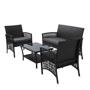 Gardeon Outdoor Furniture Set Wicker Cushion 4pc