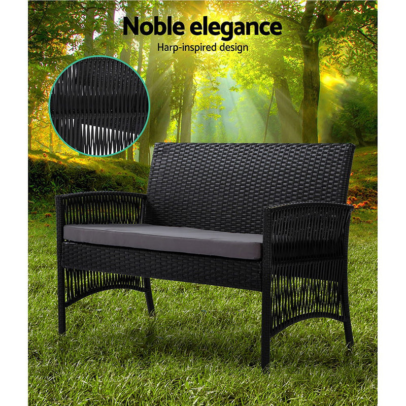 Gardeon Outdoor Furniture Set Wicker Cushion 4pc