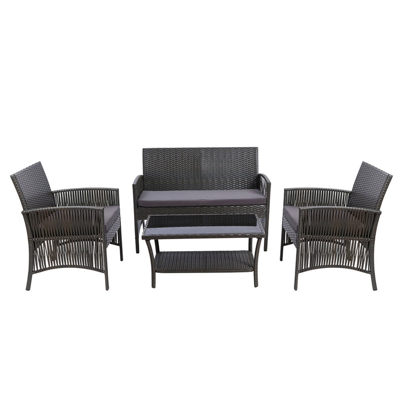 Gardeon Outdoor Furniture Set Wicker Cushion 4pc