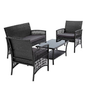Gardeon Outdoor Furniture Set Wicker Cushion 4pc