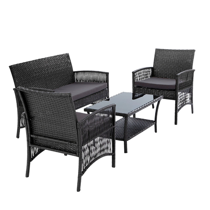 Gardeon Outdoor Furniture Set Wicker Cushion 4pc