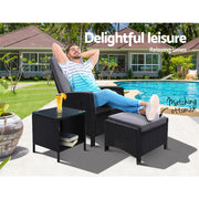 Gardeon Outdoor Setting Recliner Chair Table Set Wicker lounge Patio Furniture