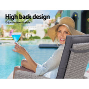 Gardeon Outdoor Setting Recliner Chair Table Set Wicker lounge Patio Furniture
