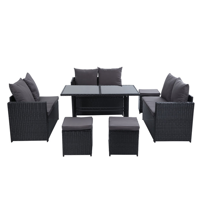 Gardeon Outdoor Furniture Dining Setting Sofa Set Lounge Wicker 9 Seater