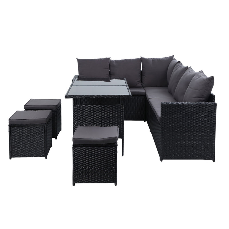 Gardeon Outdoor Furniture Dining Setting Sofa Set Lounge Wicker 9 Seater