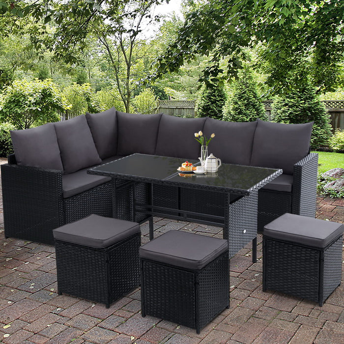 Gardeon Outdoor Furniture Dining Setting Sofa Set Lounge Wicker 9 Seater