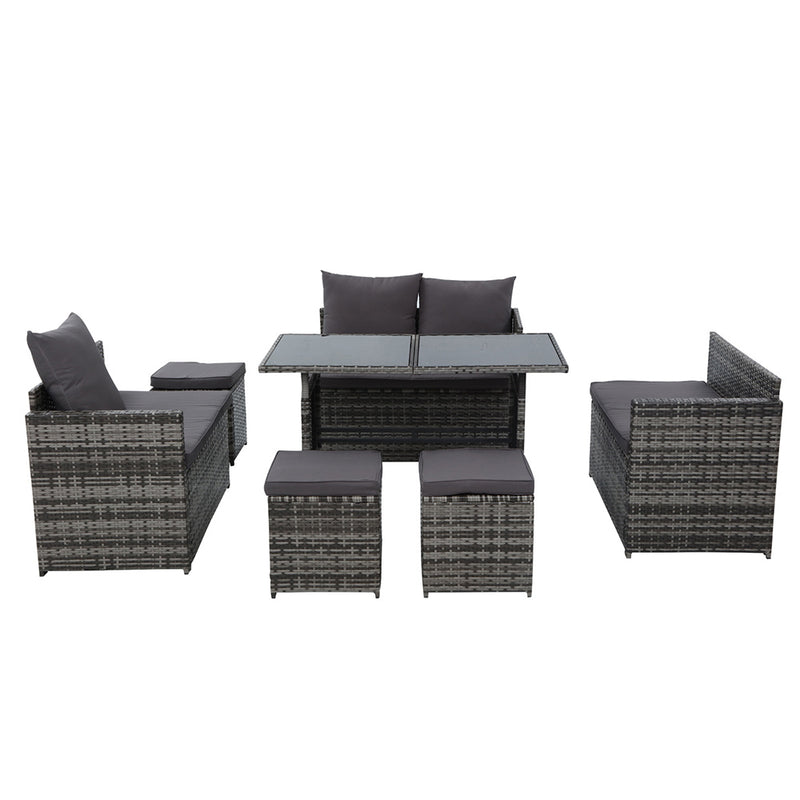 Gardeon Outdoor Furniture Dining Setting Sofa Set Lounge Wicker 9 Seater