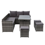 Gardeon Outdoor Furniture Dining Setting Sofa Set Lounge Wicker 9 Seater