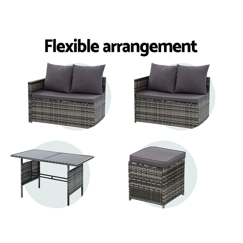 Gardeon Outdoor Furniture Dining Setting Sofa Set Lounge Wicker 9 Seater