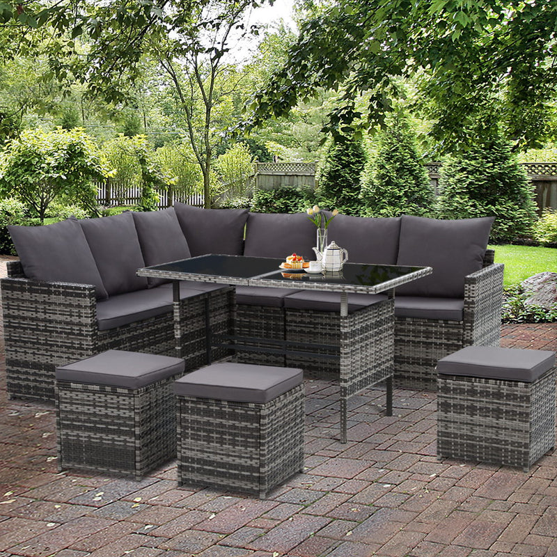 Gardeon Outdoor Furniture Dining Setting Sofa Set Lounge Wicker 9 Seater