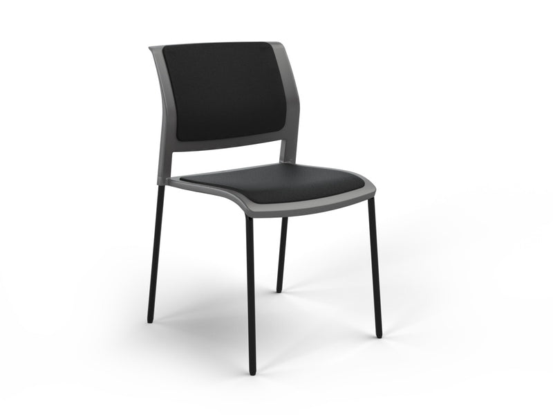 Game 4 leg Chair (Fully Upholstered) Charcole Black Black Powdercoat