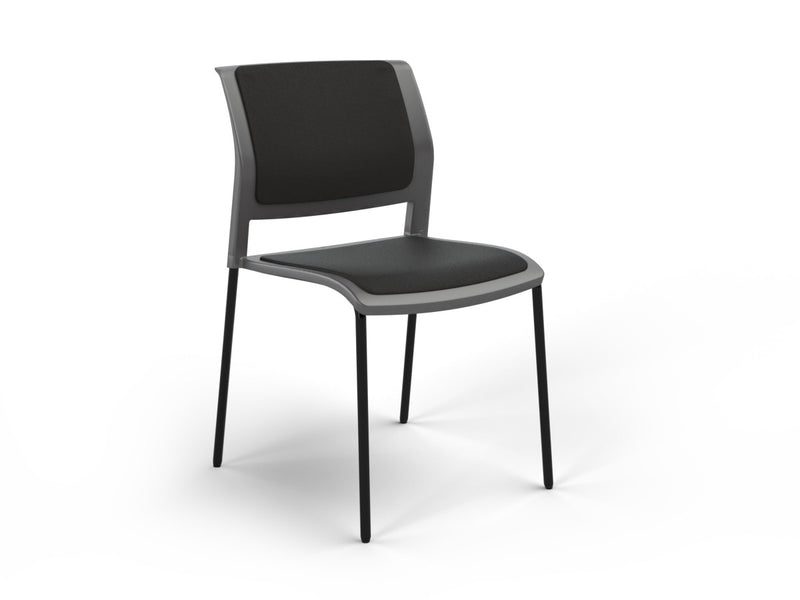 Game 4 leg Chair (Fully Upholstered) Charcole Gray Black Powdercoat