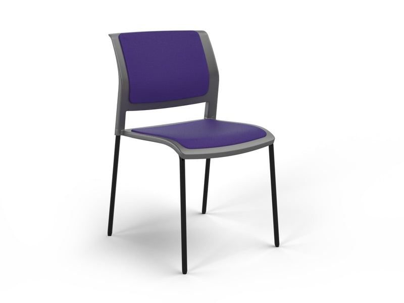 Game 4 leg Chair (Fully Upholstered) Charcole Plum Black Powdercoat