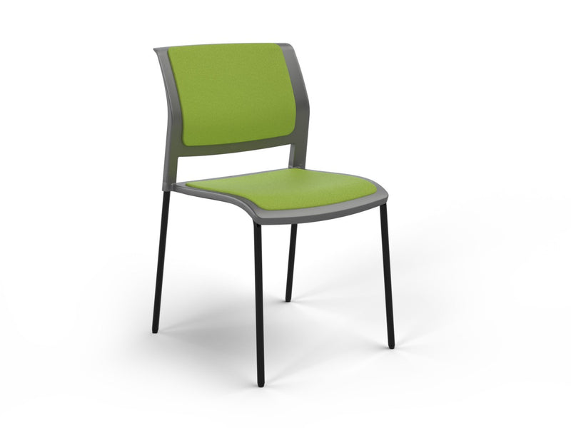 Game 4 leg Chair (Fully Upholstered) Charcole Lime Green Black Powdercoat