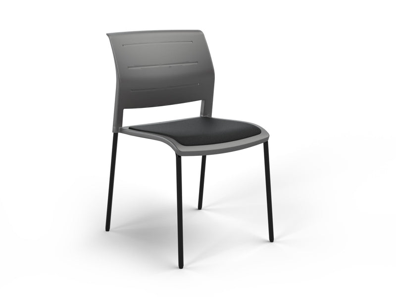 Game 4 leg Chair (Upholstered Seat) Charcole Black Black Powdercoat