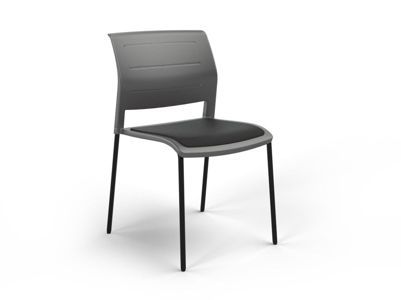 Game 4 leg Chair (Upholstered Seat) Charcole Gray Black Powdercoat