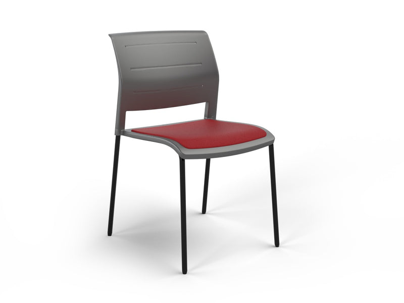 Game 4 leg Chair (Upholstered Seat) Charcole Tomato Red Black Powdercoat