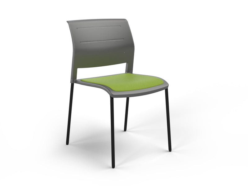 Game 4 leg Chair (Upholstered Seat) Charcole Lime Green Black Powdercoat