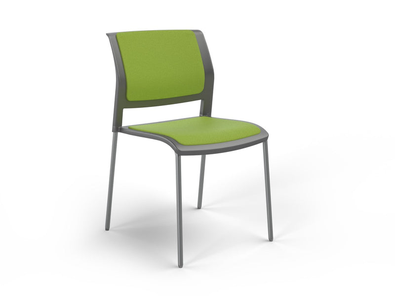 Game 4 leg Chair (Fully Upholstered) Charcole Lime Green Polished Chrome