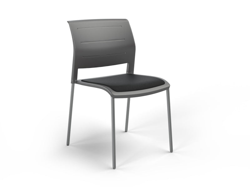 Game 4 leg Chair (Upholstered Seat) Charcole Black Polished Chrome