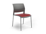 Game 4 leg Chair (Upholstered Seat) Charcole Tomato Red Polished Chrome
