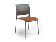 Game 4 leg Chair (Upholstered Seat) Charcole Bright Orange Polished Chrome
