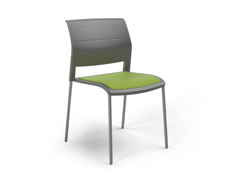 Game 4 leg Chair (Upholstered Seat) Charcole Lime Green Polished Chrome