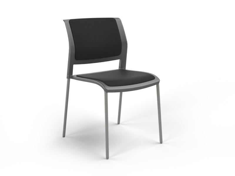 Game 4 leg Chair (Fully Upholstered) Charcole Black Silver Powdercoat