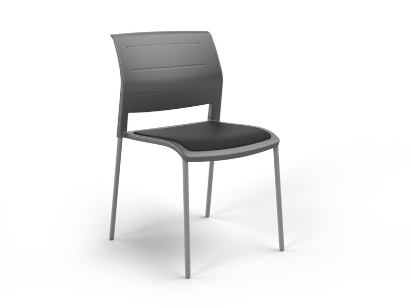 Game 4 leg Chair (Upholstered Seat) Charcole Gray Silver Powdercoat