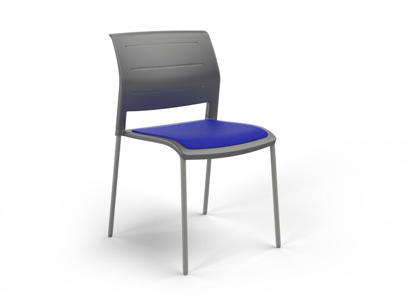 Game 4 leg Chair (Upholstered Seat) Charcole Sky Blue Silver Powdercoat