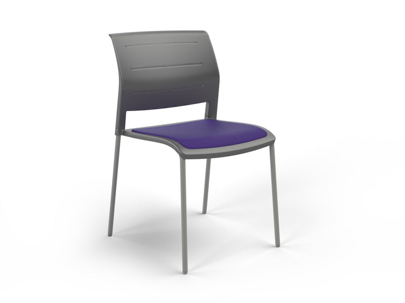 Game 4 leg Chair (Upholstered Seat) Charcole Plum Silver Powdercoat