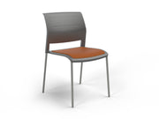 Game 4 leg Chair (Upholstered Seat) Charcole Bright Orange Silver Powdercoat