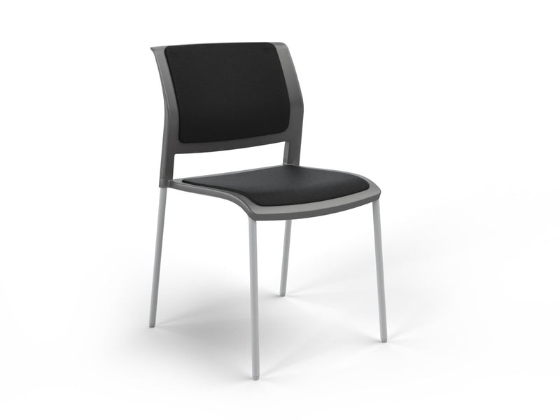 Game 4 leg Chair (Fully Upholstered) Charcole Black White Powdercoat