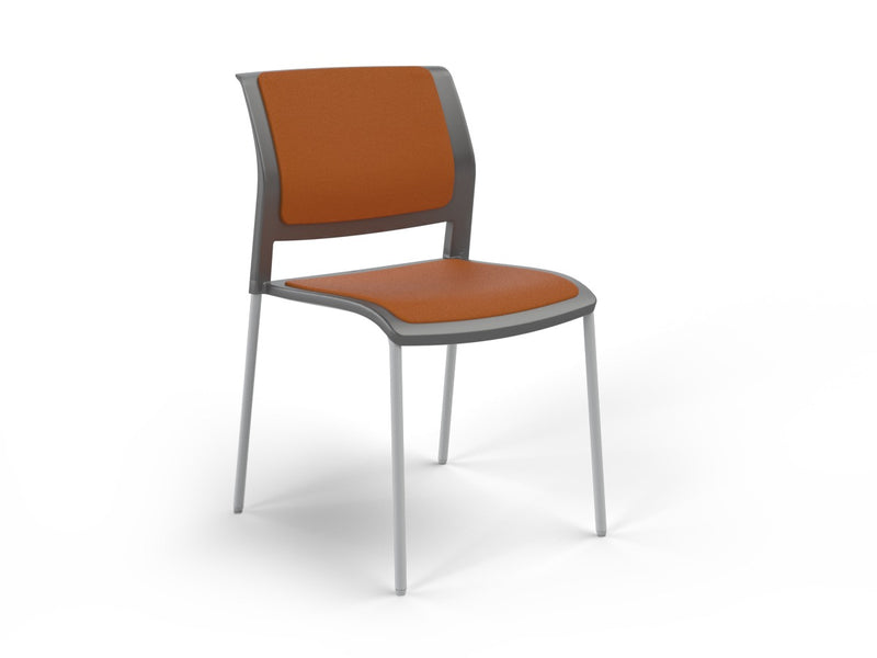 Game 4 leg Chair (Fully Upholstered) Charcole Bright Orange White Powdercoat